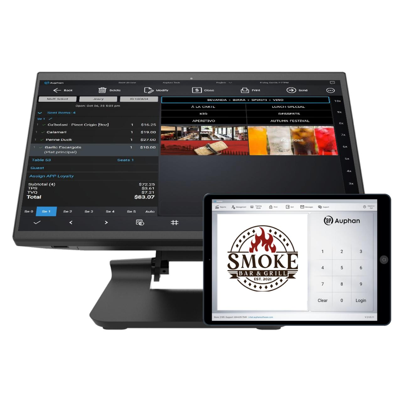 Auphan POS with merchant and customer displays